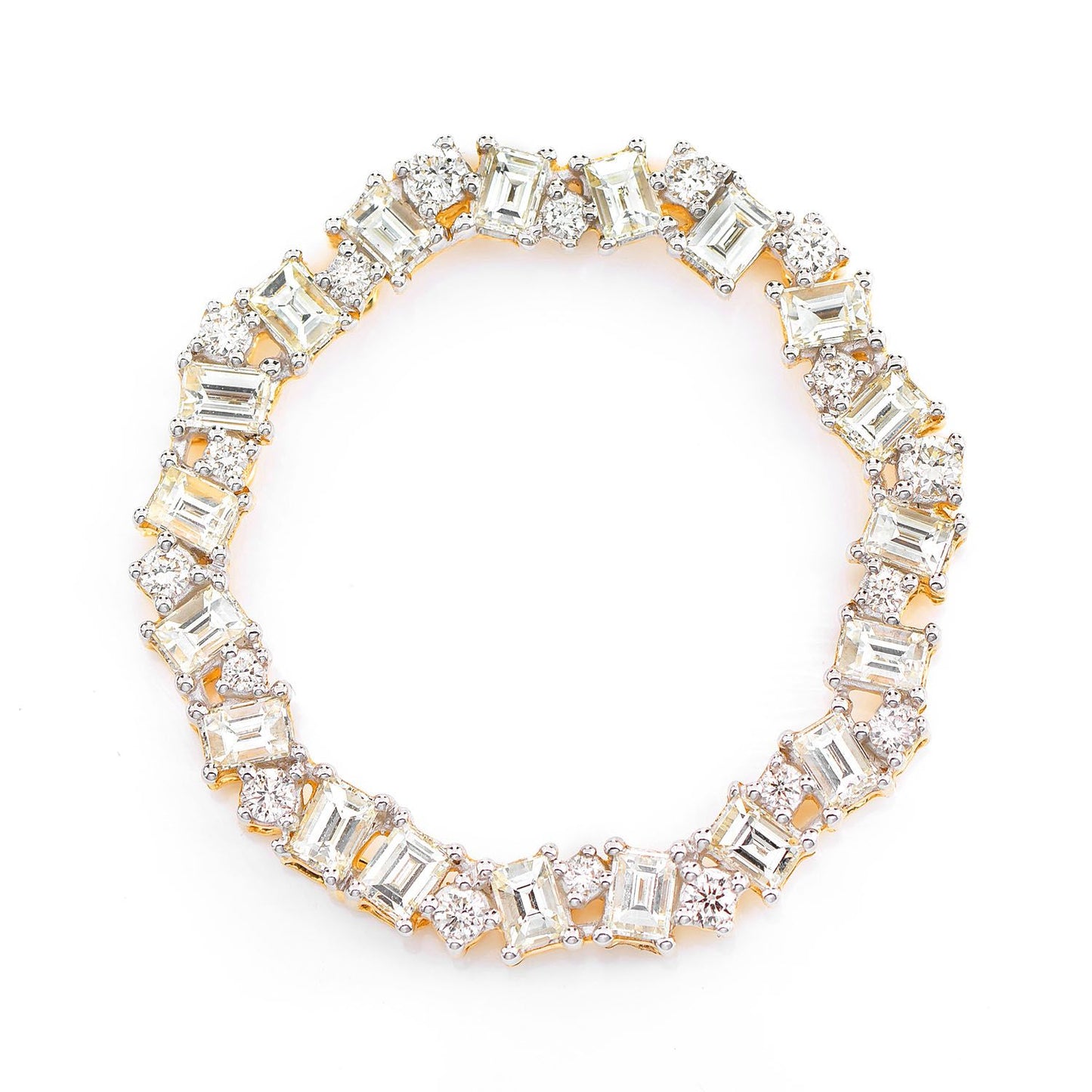 JAGGED BAGUETTE ROUND CIRCLE OPEN DIAMOND PENDANT 14K SOLID GOLD 2.95CTW