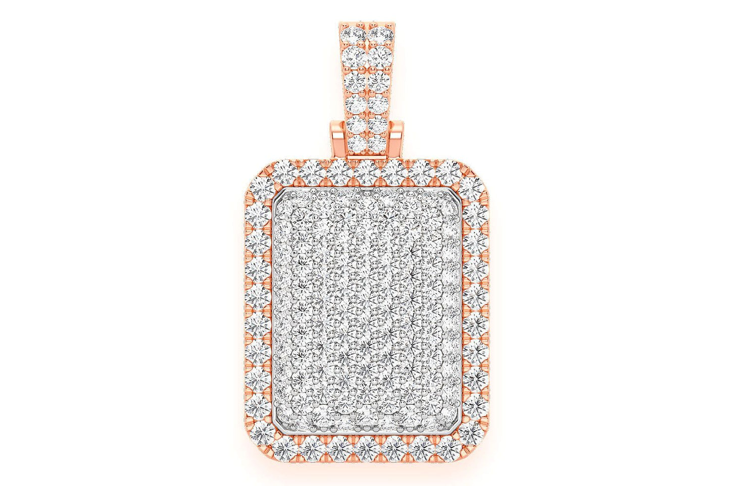 Pandantiv pernă cu diamant dublu, aur masiv de 14K, 3.00 ct