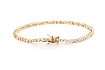 BRĂȚARĂ TENIS CU 3 PIELE, SET DIAMANTE, AUR MASIV DE 14K, 2,50 CT