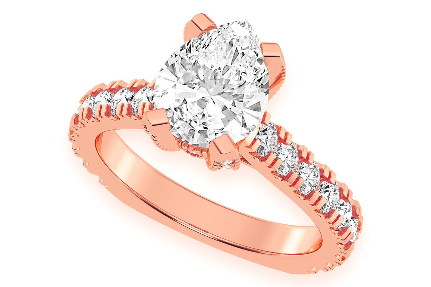 THINN - 2.00CT PEAR SOLITAIRE - SINGLE ROW SCALLOP - DIAMOND ENGAGEMENT RING