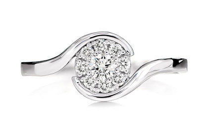 0.25CTW CLUSTER BYPASS DIAMOND ENGAGEMENT RING 14K SOLID GOLD