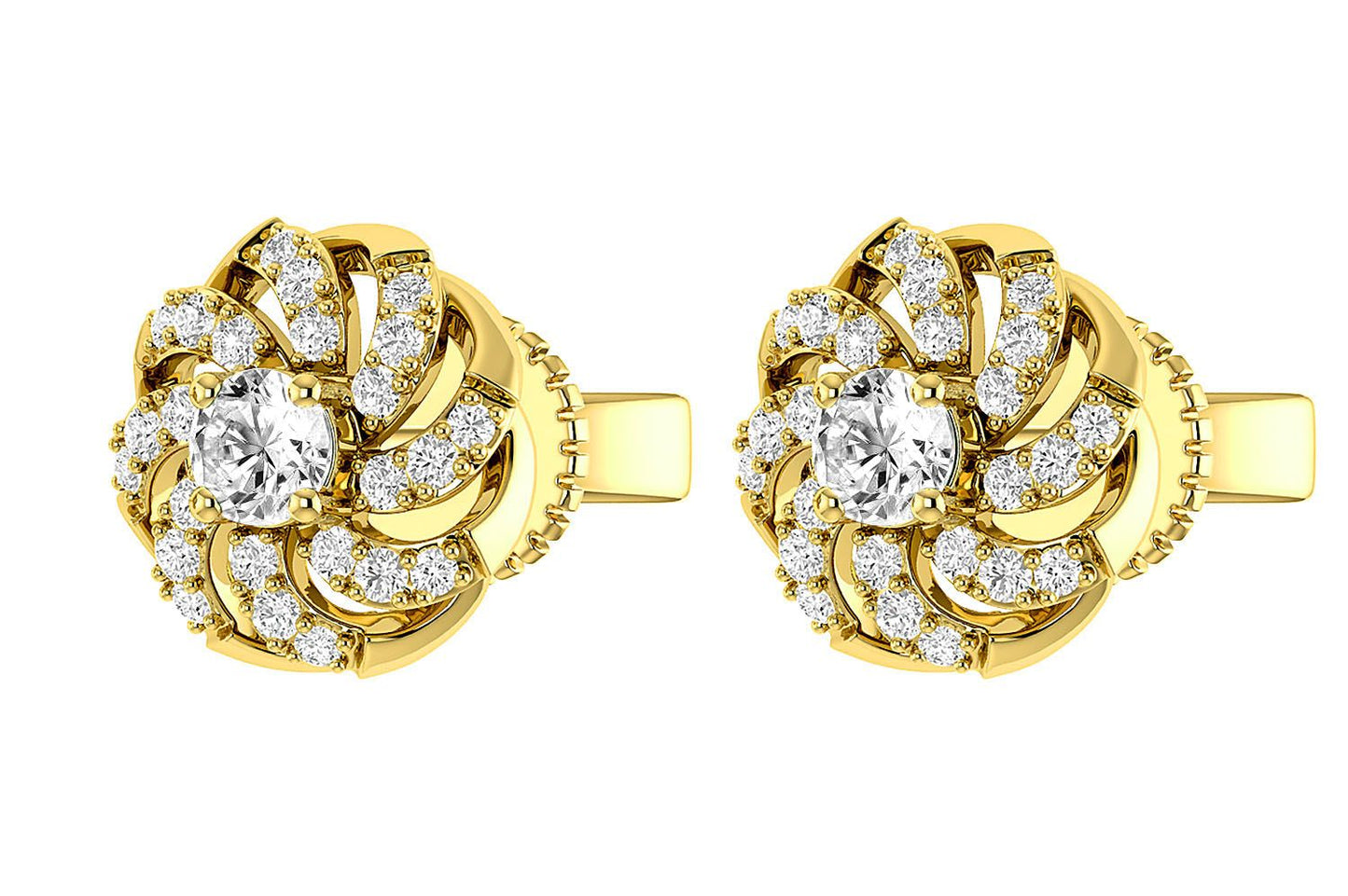 SPIRAL DOME DIAMOND STUD EARRINGS 14K SOLID GOLD 0.25CTW