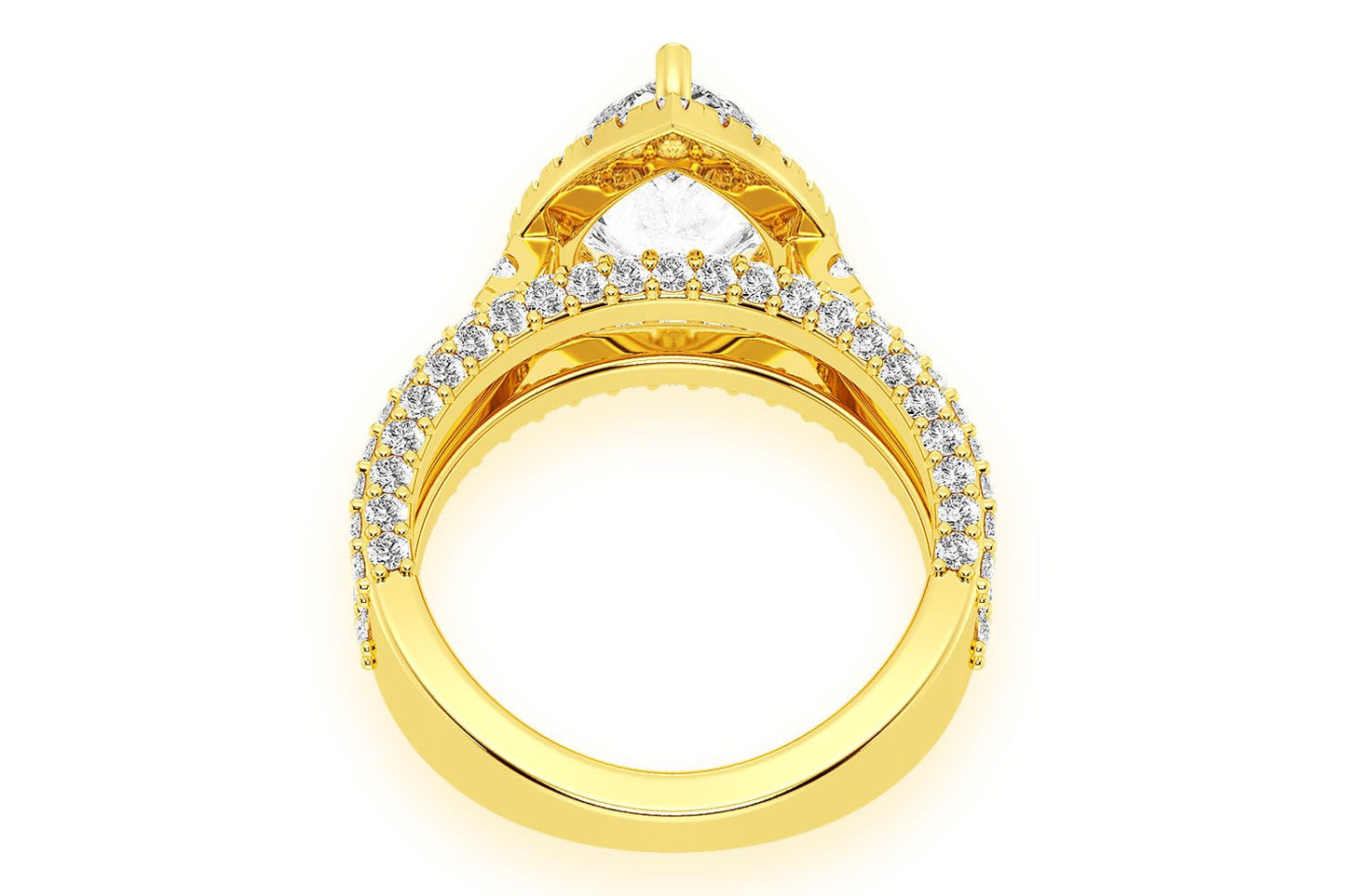 3.00CT PEAR SOLITAIRE - THREE ROW - DIAMOND ENGAGEMENT RING