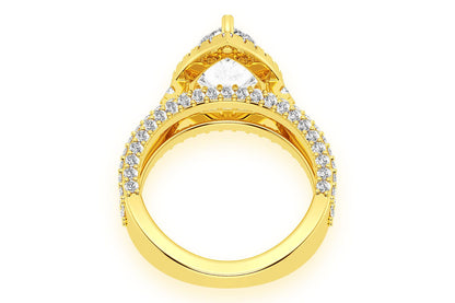 3.00CT PEAR SOLITAIRE - THREE ROW - DIAMOND ENGAGEMENT RING