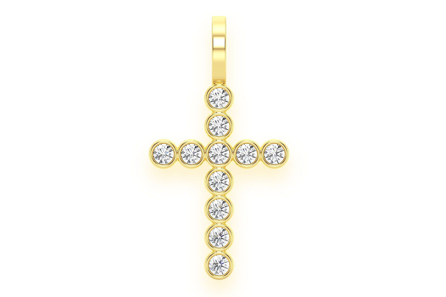 BEZEL SET CROSS DIAMOND PENDANT 14K SOLID GOLD 0.35CTW