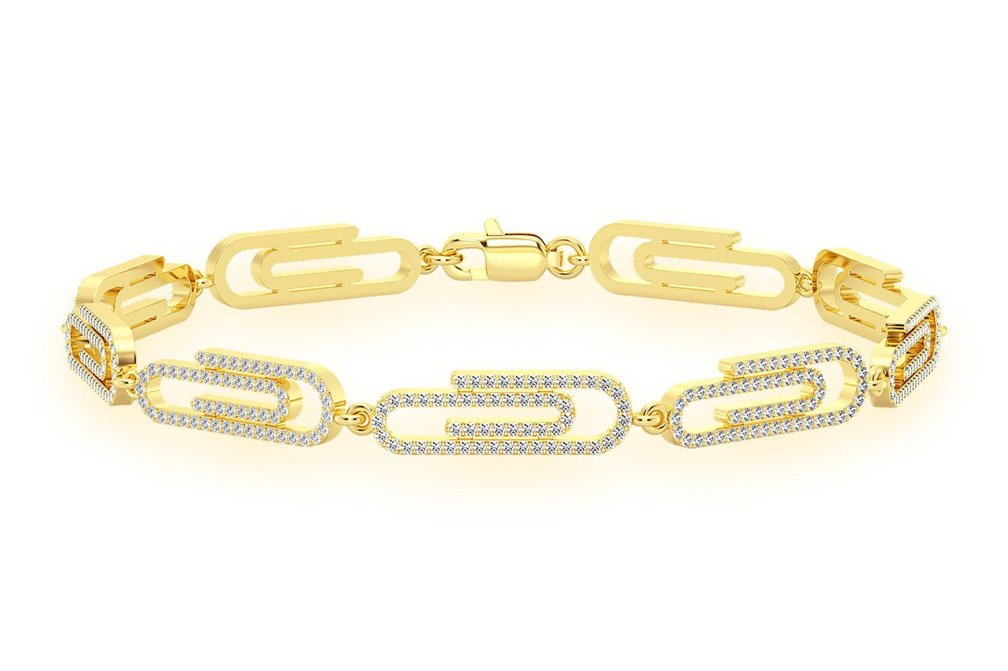 PAPER CLIP ETERNITY DIAMOND BRACELET 14K SOLID GOLD 1.85CTW