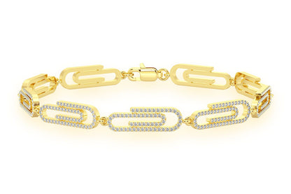 PAPER CLIP ETERNITY DIAMOND BRACELET 14K SOLID GOLD 1.85CTW