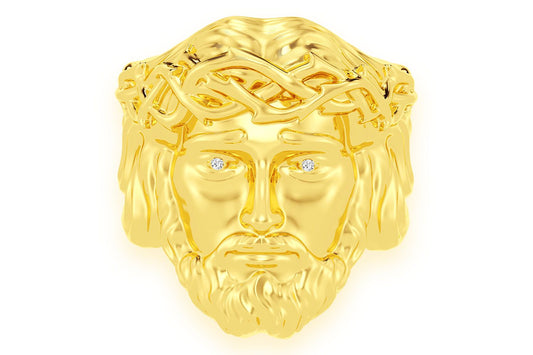 INEL CU DIAMANT JESUS AUR MASIV DE 14K 0.02CTW