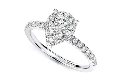 0.75CTW PEAR CLUSTER DIAMOND ENGAGEMENT RING 14K SOLID GOLD