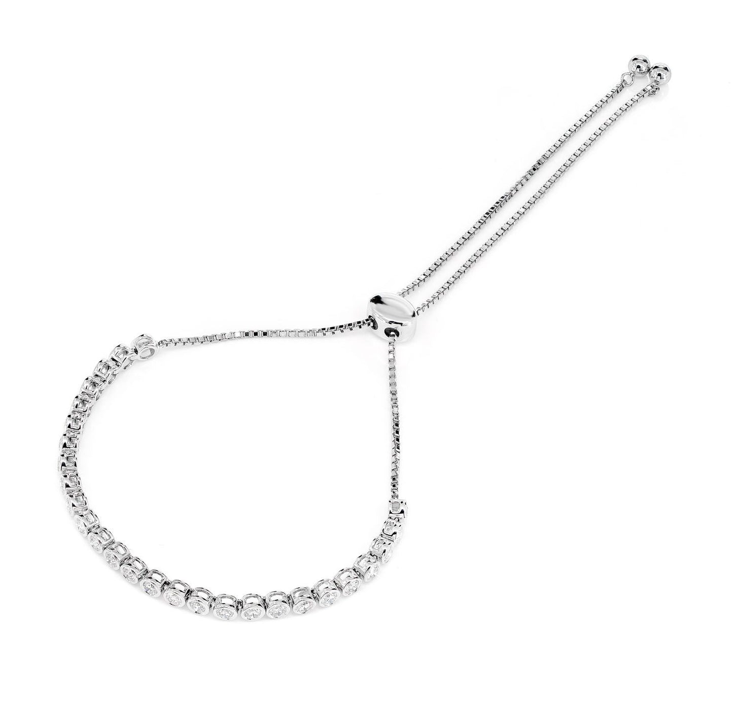 ADJUSTABLE BEZEL SET DIAMOND SLIDER BRACELET 14K SOLID GOLD 1.05CTW