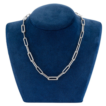 COLIER CU DIAMANTE ALTERNATIVE, LEGĂTURĂ ROLO, 44,5 cm, AUR MASIV DE 14K, 3,00 CT
