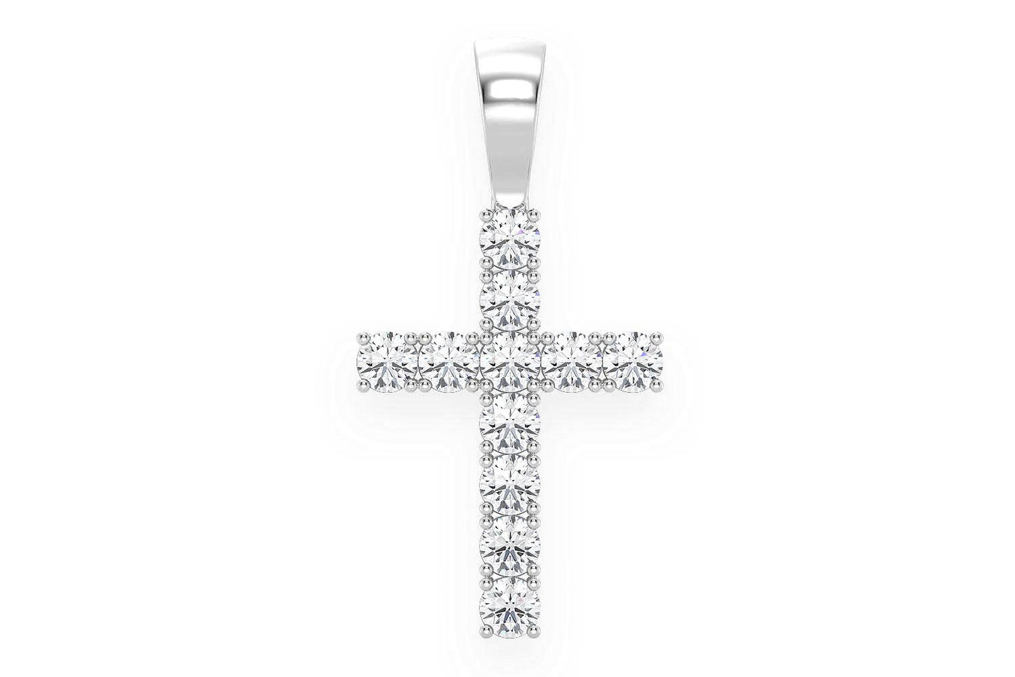 SOLITAIRE CROSS DIAMOND PENDANT 14K SOLID GOLD 1.00CTW