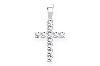 SOLITAIRE CROSS DIAMOND PENDANT 14K SOLID GOLD 1.00CTW