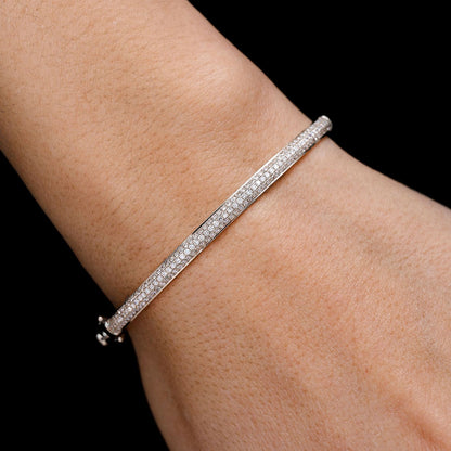 BRĂȚARĂ CU TREI RÂNDURI DE DIAMANTE, AUR MASIV DE 14K, 1.05CT