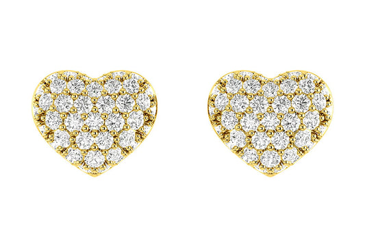 CERCEI CU DIAMANTE ȘI INIMĂ, AUR MASIV DE 14K, 0.20CT