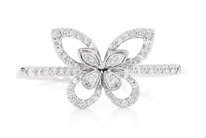 OPEN BUTTERFLY DIAMOND RING 14K SOLID GOLD 0.20CTW