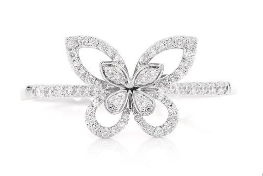 OPEN BUTTERFLY DIAMOND RING 14K SOLID GOLD 0.20CTW