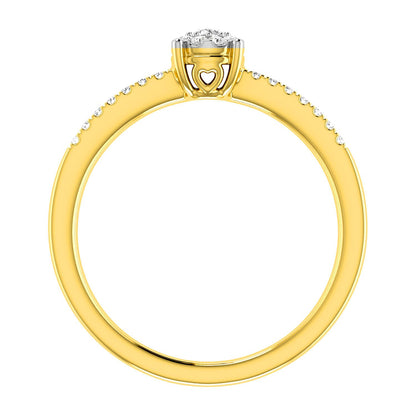 HALO SINGLE ROW DIAMOND ENGAGEMENT RING 0.12CTW - 14K SOLID GOLD