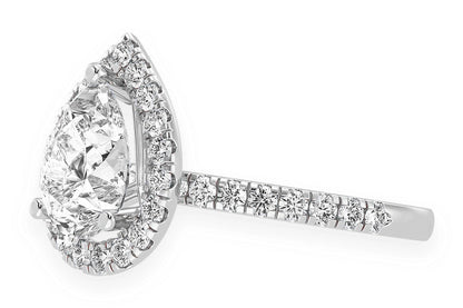 THAV - 2.00CT PEAR SOLITAIRE - SCALLOP HALO ONE ROW - DIAMOND ENGAGEMENT RING