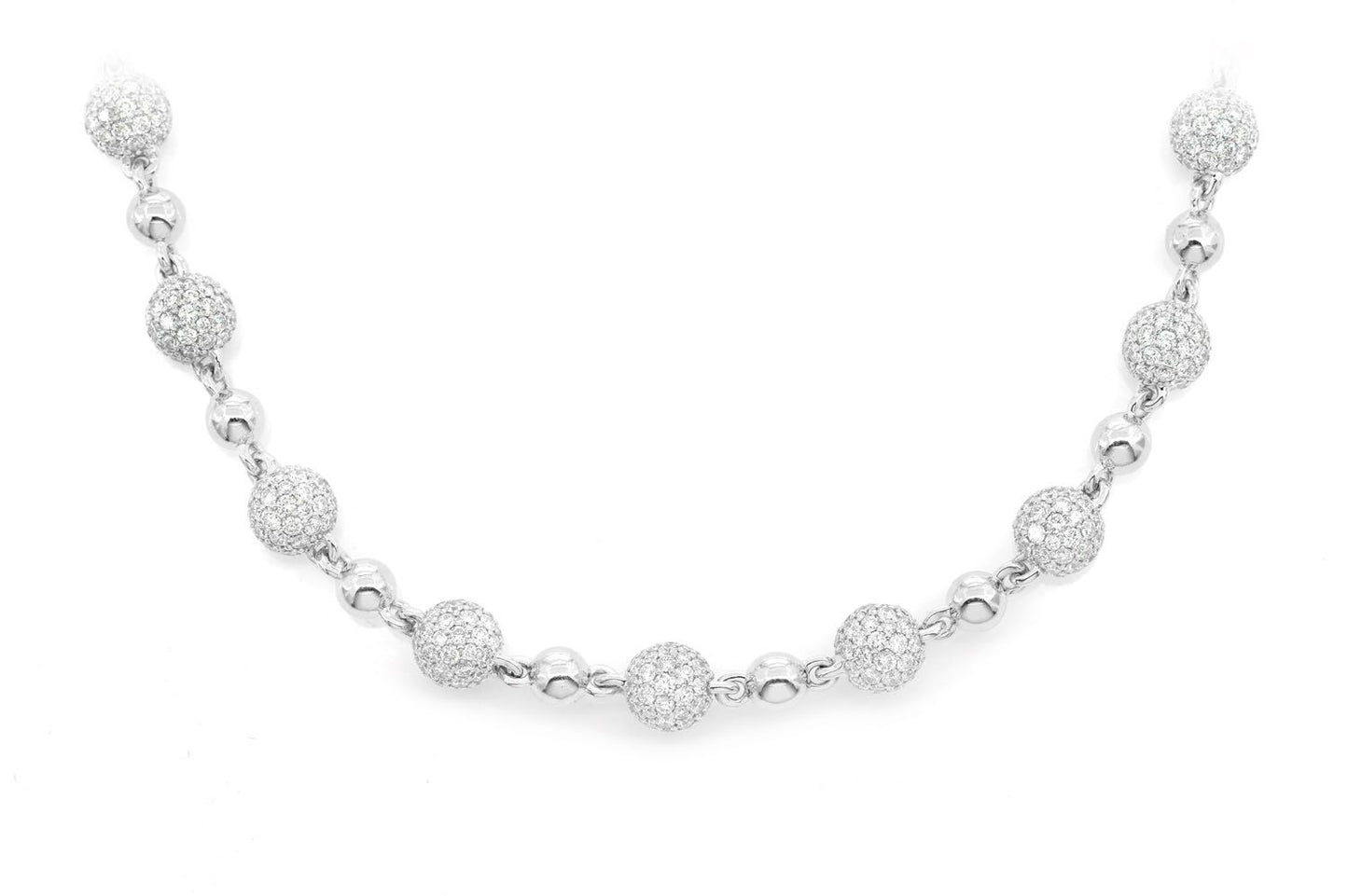 BEADED DIAMOND NECKLACE 14K SOLID GOLD 21.50CTW