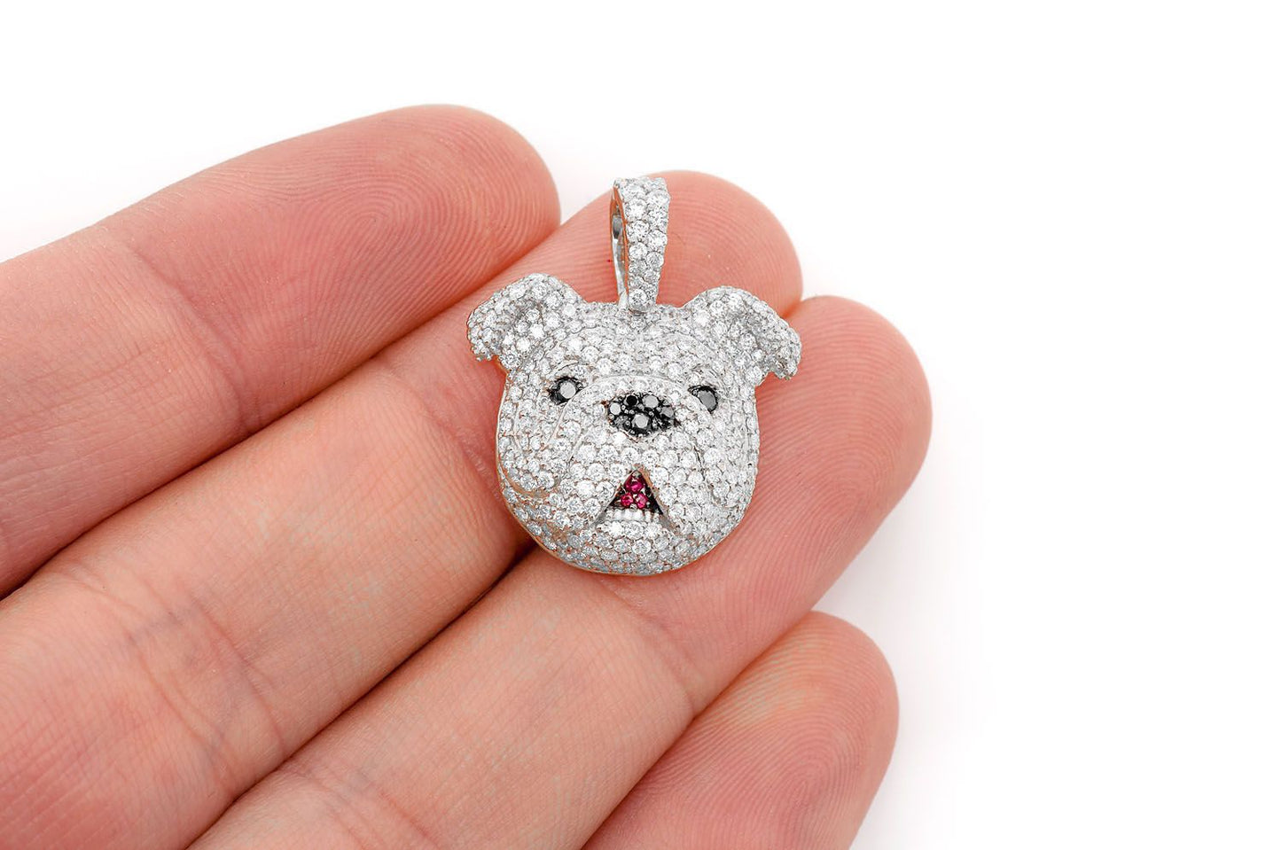 BULLDOG DIAMOND PENDANT 14K SOLID GOLD 1.55CTW