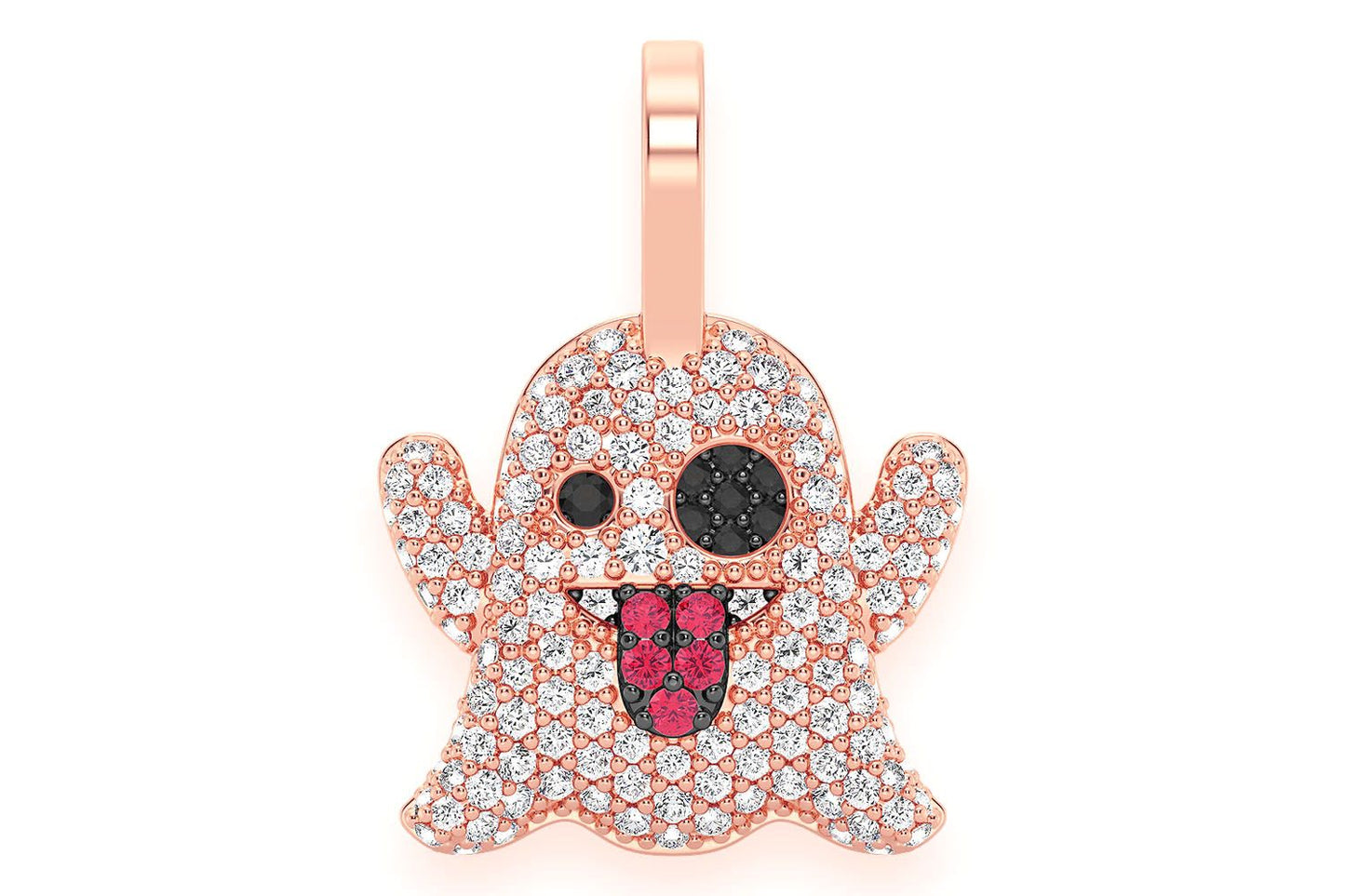 GHOST RUBY & DIAMOND PENDANT 14K SOLID GOLD 0.50CTW
