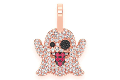 GHOST RUBY & DIAMOND PENDANT 14K SOLID GOLD 0.50CTW