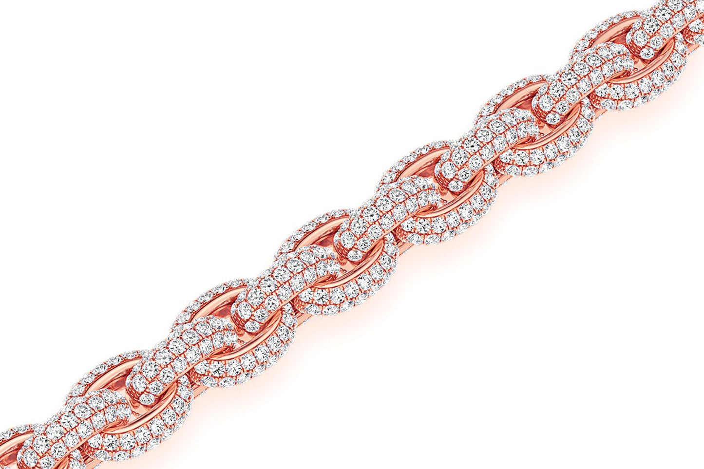 10MM ELONGATED ROLO DIAMOND BRACELET 14K SOLID GOLD 13.70CTW