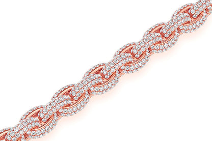 10MM ELONGATED ROLO DIAMOND BRACELET 14K SOLID GOLD 13.70CTW