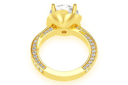 3.00CT ROUND SOLITAIRE - FLOWER PETAL HALO - DIAMOND ENGAGEMENT RING