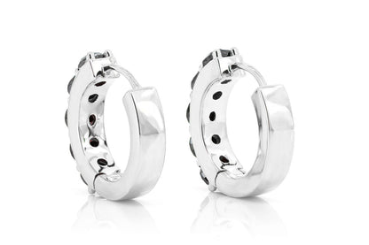 BLACK DIAMOND HOOP EARRINGS 14K SOLID GOLD 1.00CTW