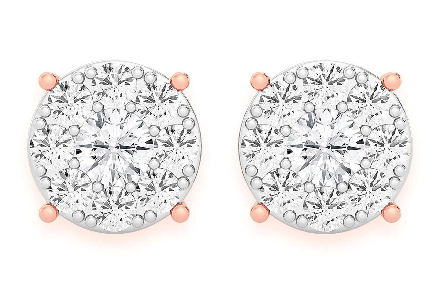 CERCEI CU DIAMANT ȘTIF, MOZAIC, 1.50CTW, AUR MASIV DE 14K