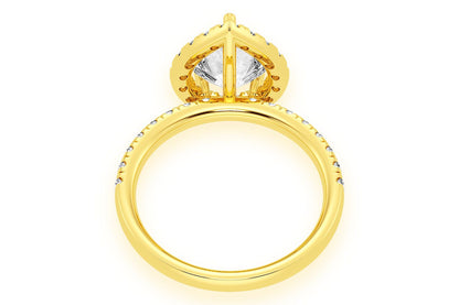 THAV - 1.50CT PEAR SOLITAIRE - SCALLOP HALO ONE ROW - DIAMOND ENGAGEMENT RING
