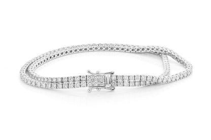3PT TWO ROW PRONG SET DIAMOND TENNIS BRACELET 14K SOLID GOLD 4.75CTW