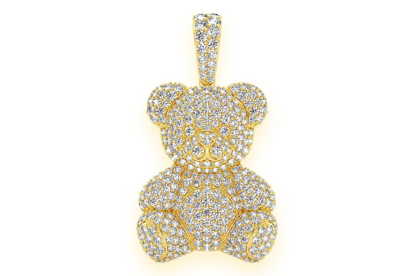 TEDDY BEAR DIAMOND PENDANT 14K SOLID GOLD 2.65CTW