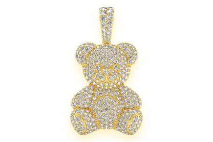 TEDDY BEAR DIAMOND PENDANT 14K SOLID GOLD 2.65CTW