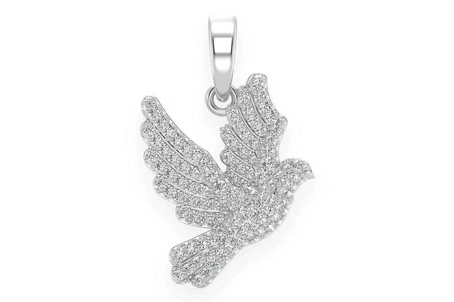DOVE DIAMOND PENDANT 14K SOLID GOLD 0.60CTW