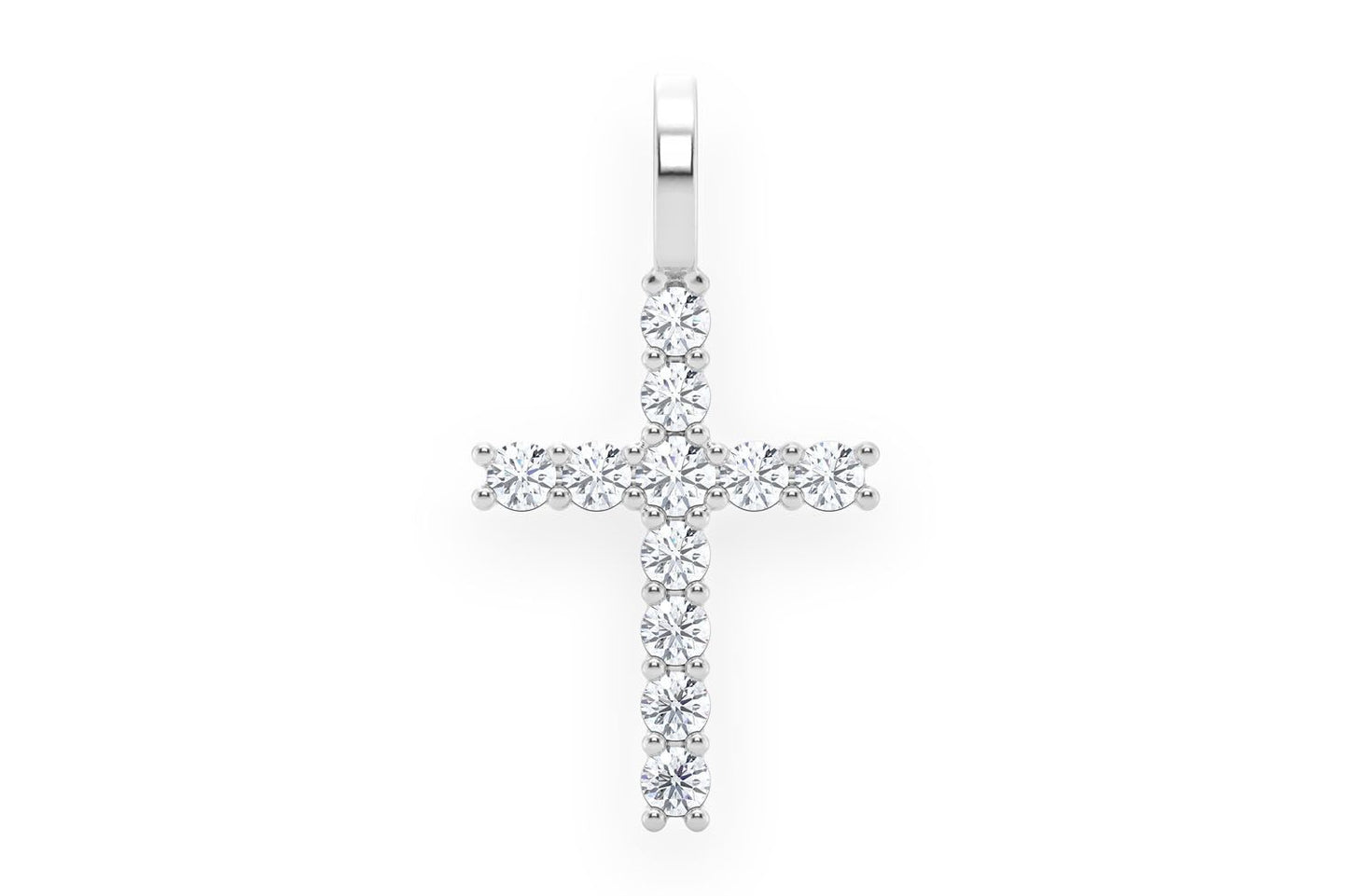 ONE ROW CROSS DIAMOND PENDANT 14K SOLID GOLD 0.25CTW