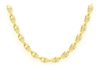 COLIER CU LEGĂTURĂ DE CRANIU CU OCHI ALB-NEGRU 14K 4.00CTW 