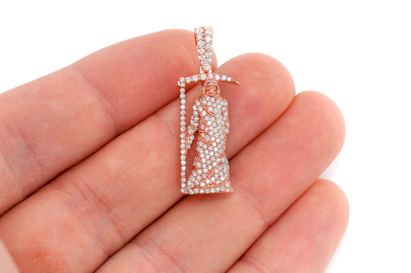 PANDANTIV CU DIAMANT GRIM REAPER, AUR MASIV DE 14K, 1.00CTW