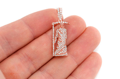 PANDANTIV CU DIAMANT GRIM REAPER, AUR MASIV DE 14K, 1.00CTW