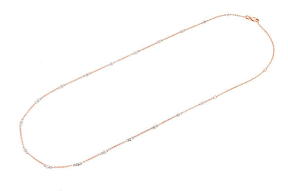 ROUND BEZEL SET DIAMOND NECKLACE CONNECTED 14K SOLID GOLD 0.35CTW