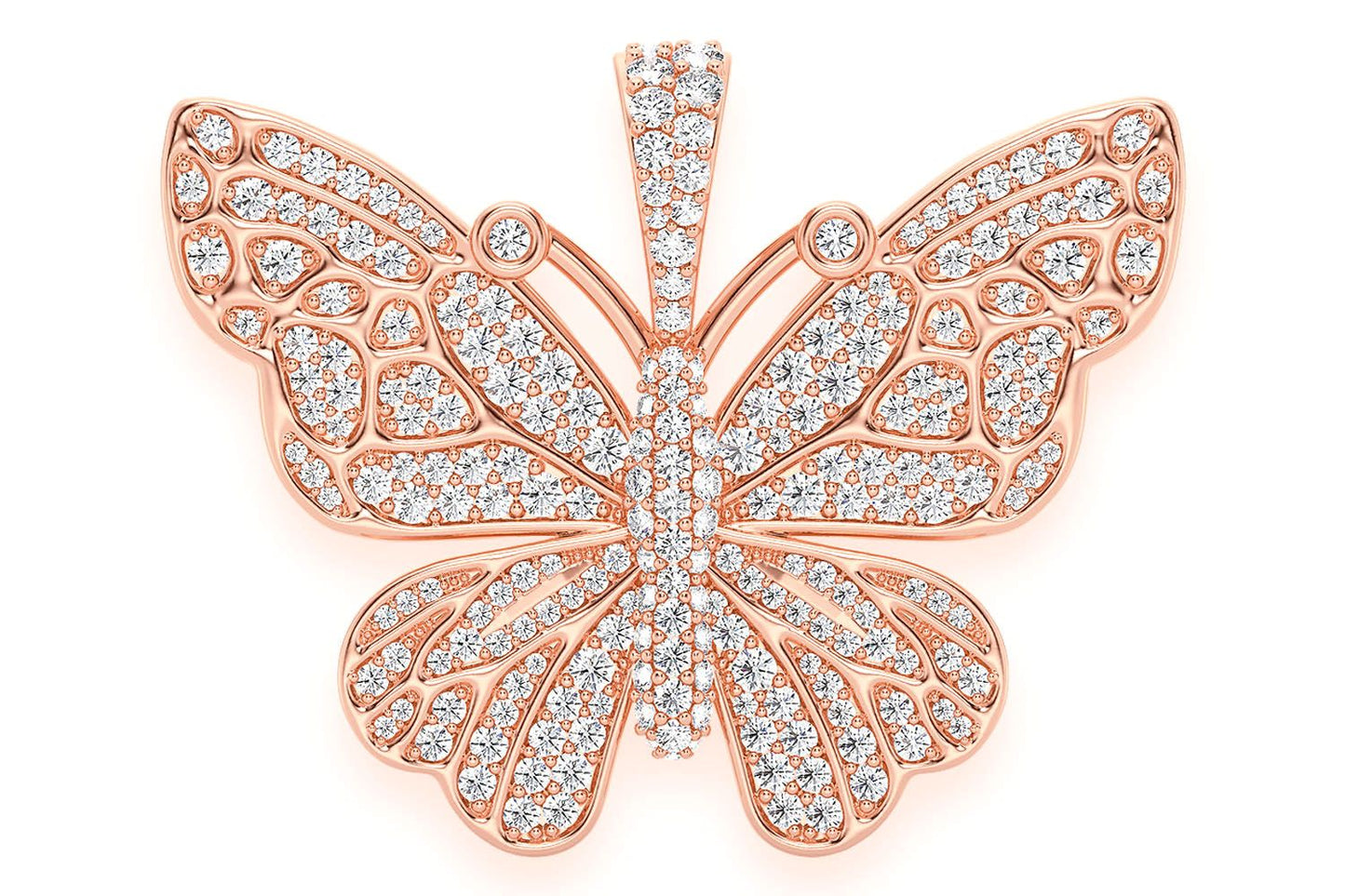BUTTERFLY DIAMOND PENDANT 14K SOLID GOLD 2.00CTW