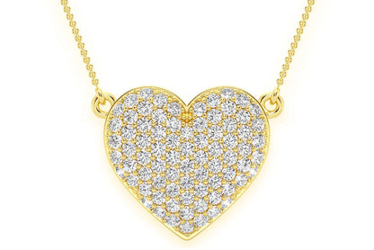 BUBBLY HEART DIAMOND NECKLACE CONNECTED 14K SOLID GOLD 0.60CTW