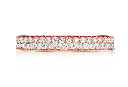 TWO ROW BORDER DIAMOND BAND RING 14K SOLID GOLD 0.33CTW