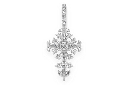FILIGREE CROSS DIAMOND PENDANT 14K SOLID GOLD 0.10CTW
