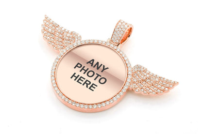 WINGED PICTURE DIAMOND PENDANT 14K SOLID GOLD 3.00CTW