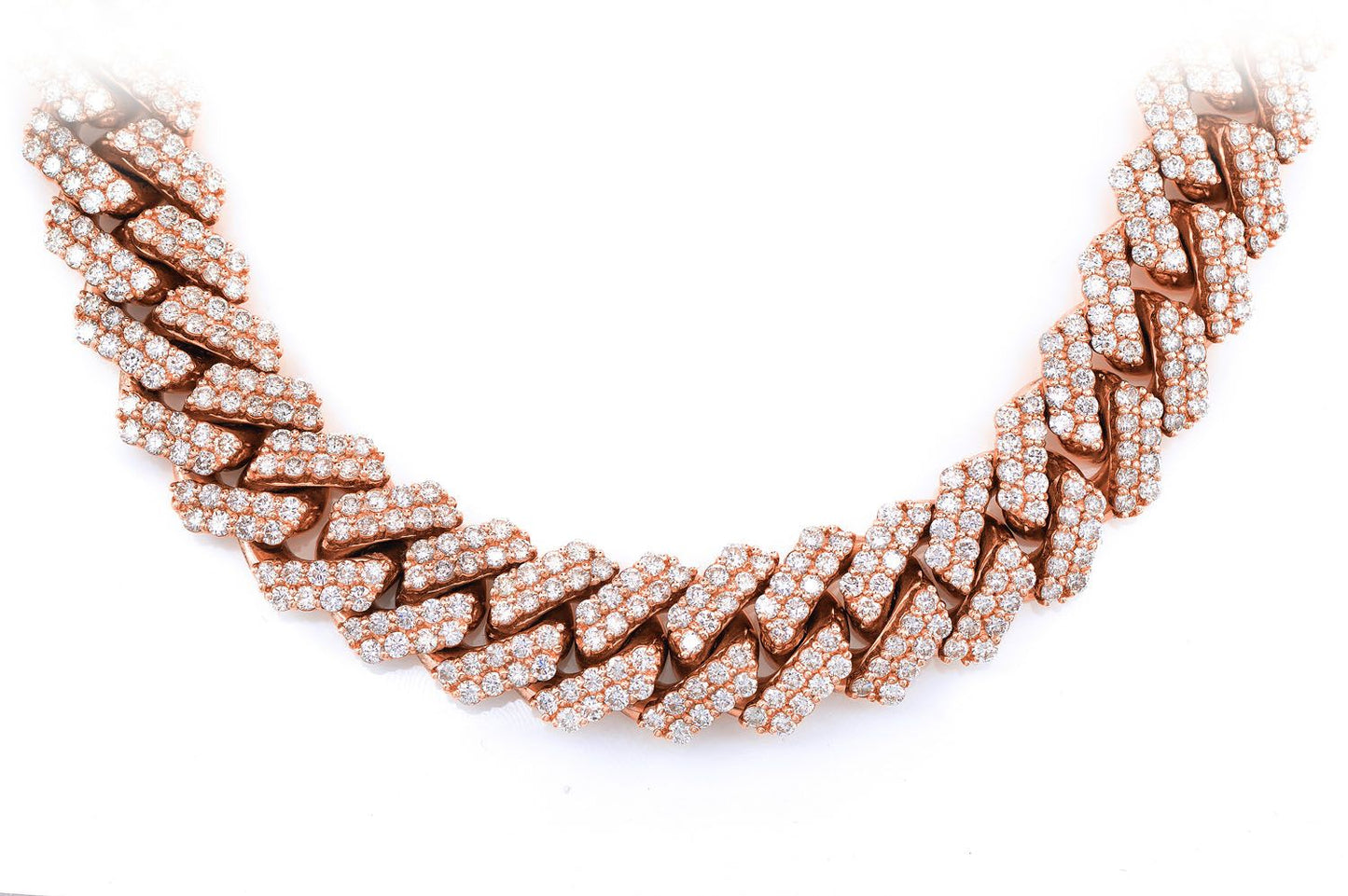 14MM RAISED PRONG DIAMOND CUBAN NECKLACE 14K SOLID GOLD 38.00CTW