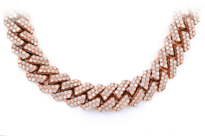 14MM RAISED PRONG DIAMOND CUBAN NECKLACE 14K SOLID GOLD 38.00CTW