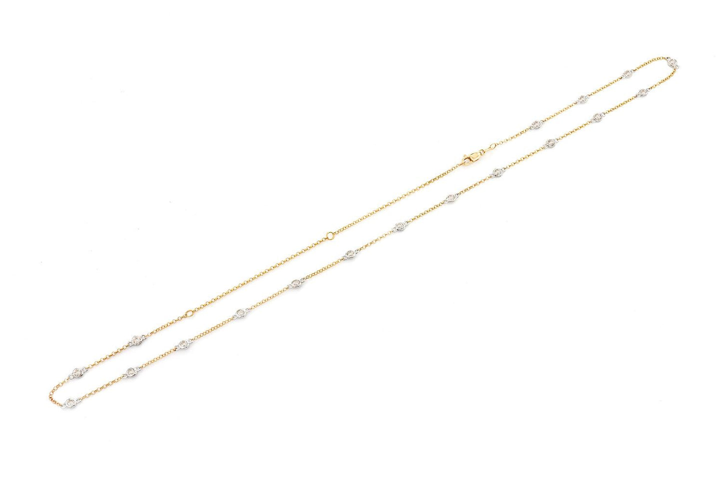 ETERNITY ROUND BEZEL SET DIAMOND NECKLACE 14K SOLID GOLD 1.00CTW